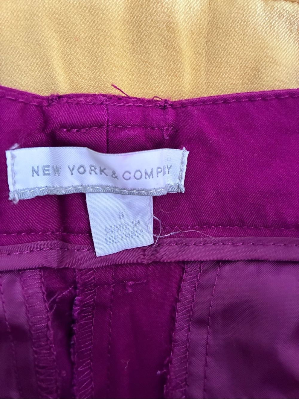 New York & Company Blue, Magenta and Yellow High-Waist Crop Pants Size 6 - Picture 5 of 6
